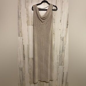 NWT Calvin Klein Cream Sparkle Cowl Neck Full-Length Gown 8